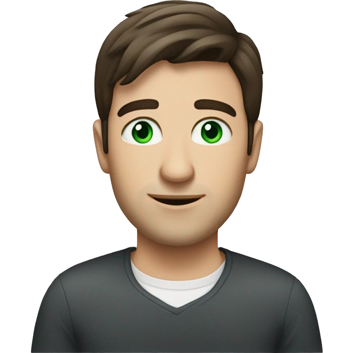 man male brunette with blue-green eyes sitting at computer emoji