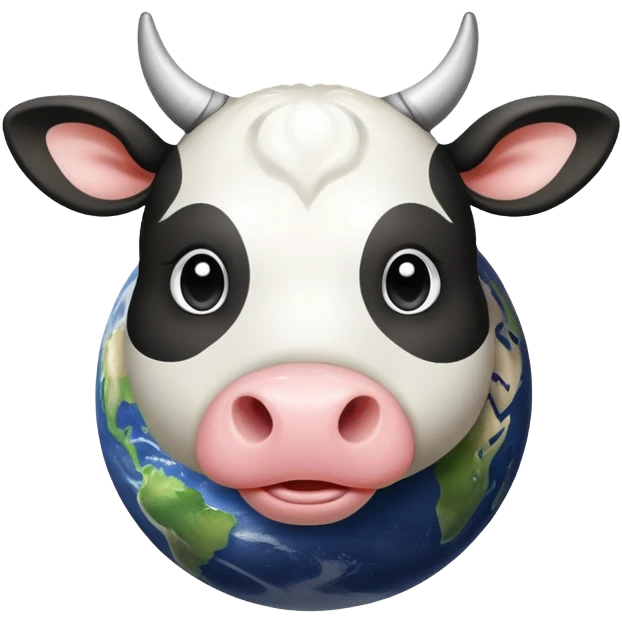 A playful cow-Saturn hybrid with the cow's head on top of the ringed planet, udders visible underneath, and legs sticking out from the sides emoji