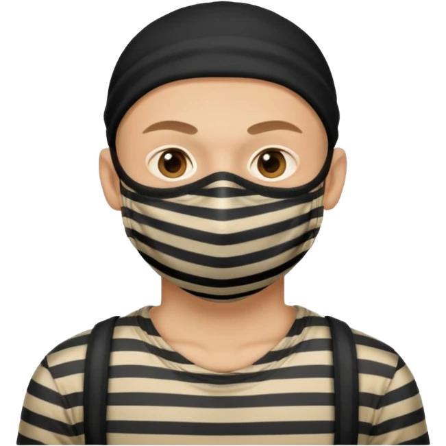 Thief with stripped shirt, face mask emoji