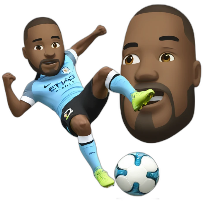 manchester city player tackling big head emoji
