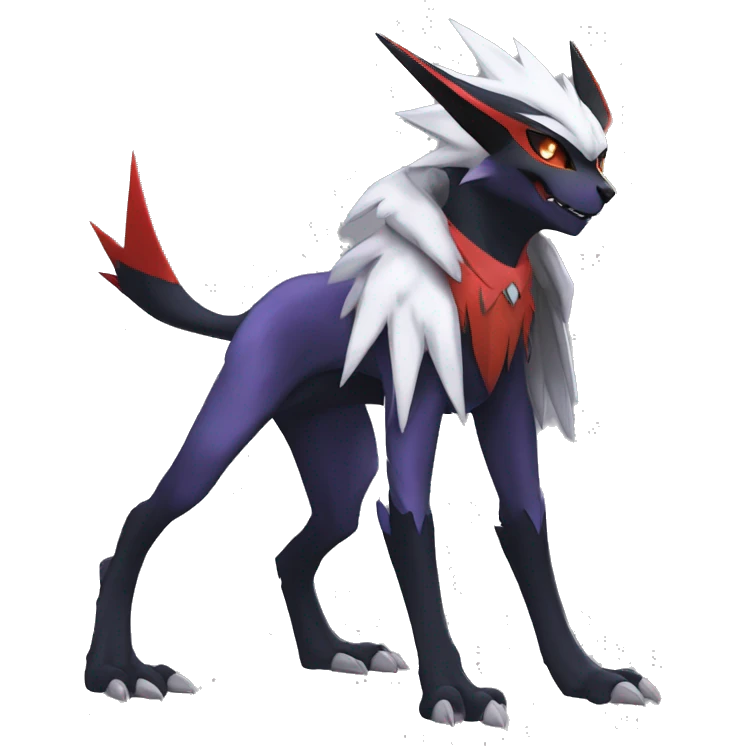 Cool Dark Edgy Absol-Noivern-Quilava-Litten-Pokémon with edgy stripes hoodie spiked collar punk Full Body emoji