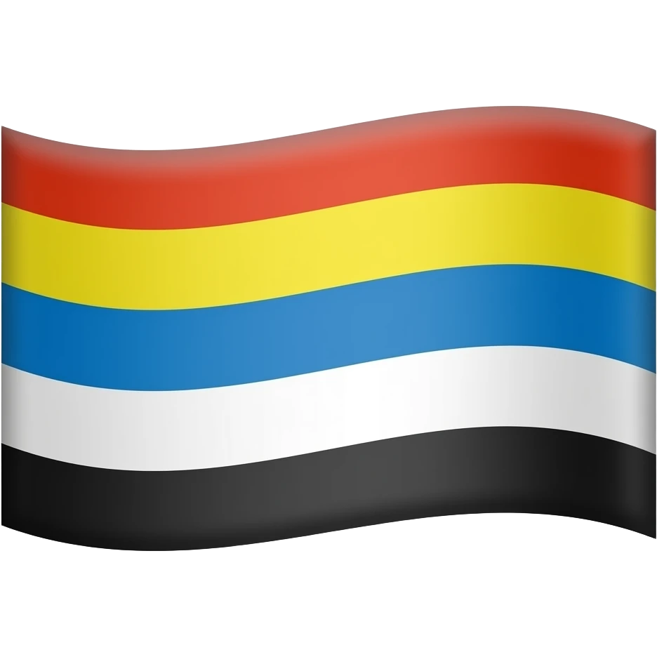 Rectangular Flag with 5 portions most upper part red then yellow then blue then white then black emoji