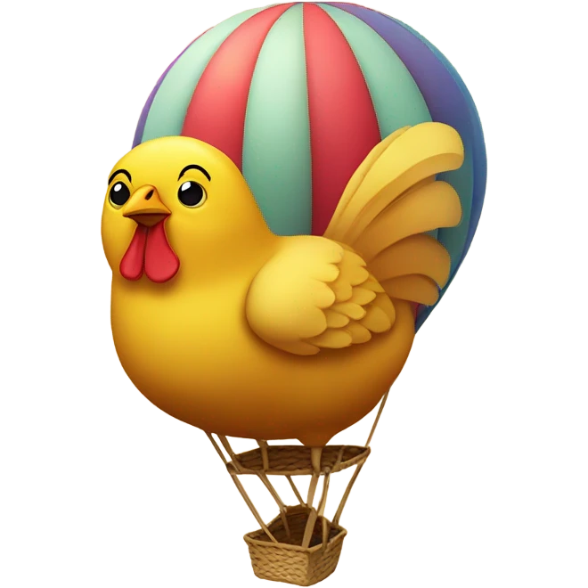 chicken whit shoes in a hot air balloon emoji