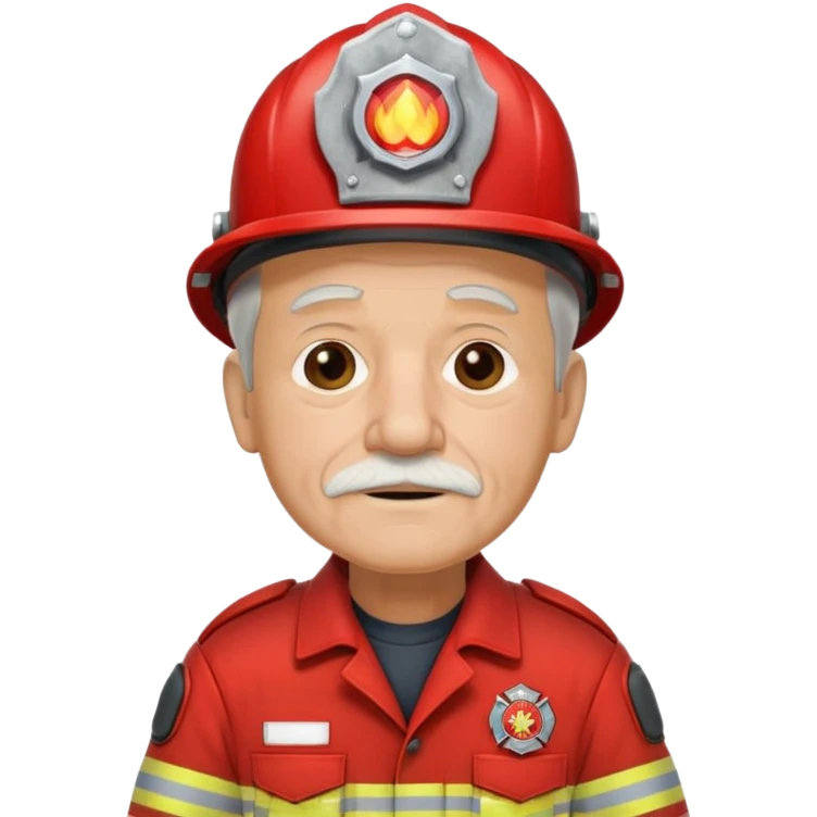 Firefighter old man with red uniform emoji