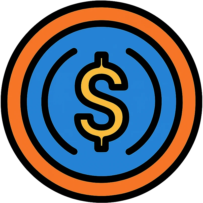 USDC coin, flat icon style, simple and recognizable emoji