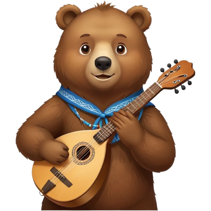 Friendly Russian brown bear holding a balalaika emoji