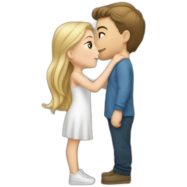 white girl kissing white boy emoji