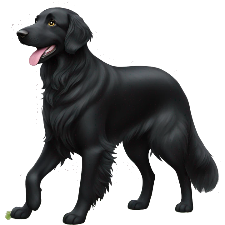 Flat coated retriever at the park emoji