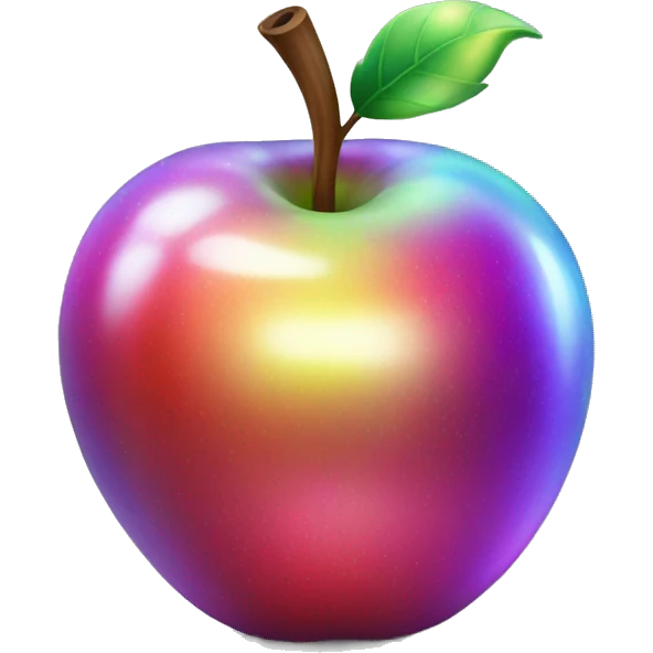 Iridescent, shiny apple emoji