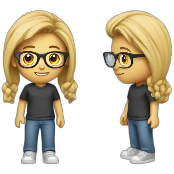 Create a young geek with computer emoji