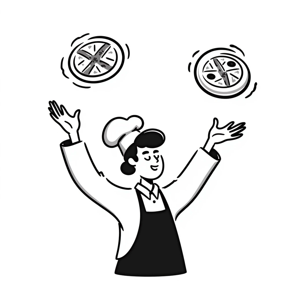 smiling Italian chef spinning pizza dough emoji