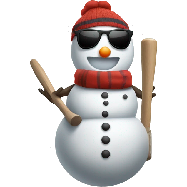 snowman  with sunglasses and vest. baseball bat arms emoji
