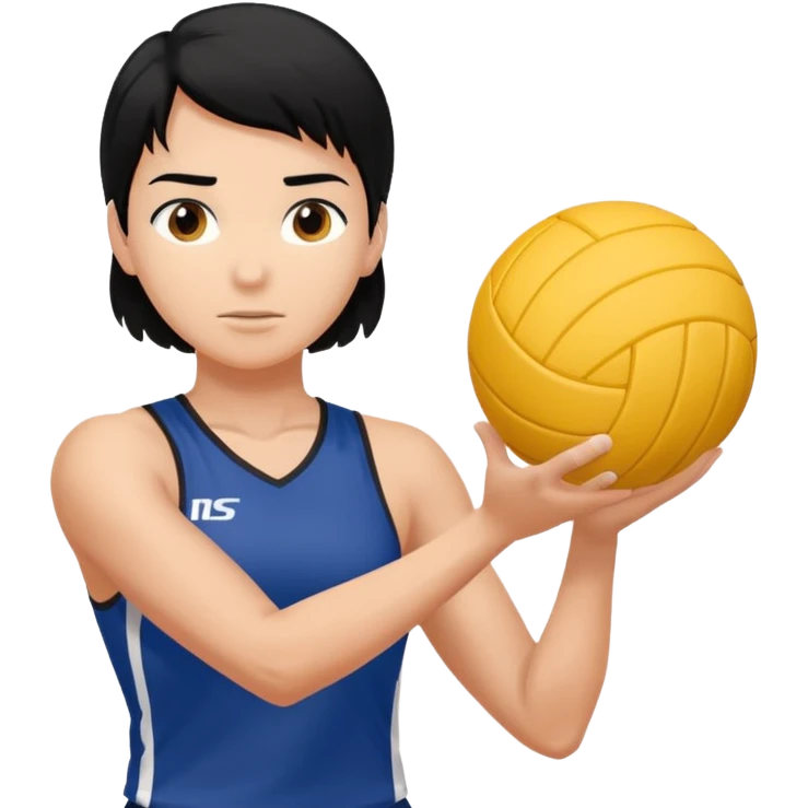 Uma atleta de voleibol branca de cabelo preto, esperando a bola  emoji