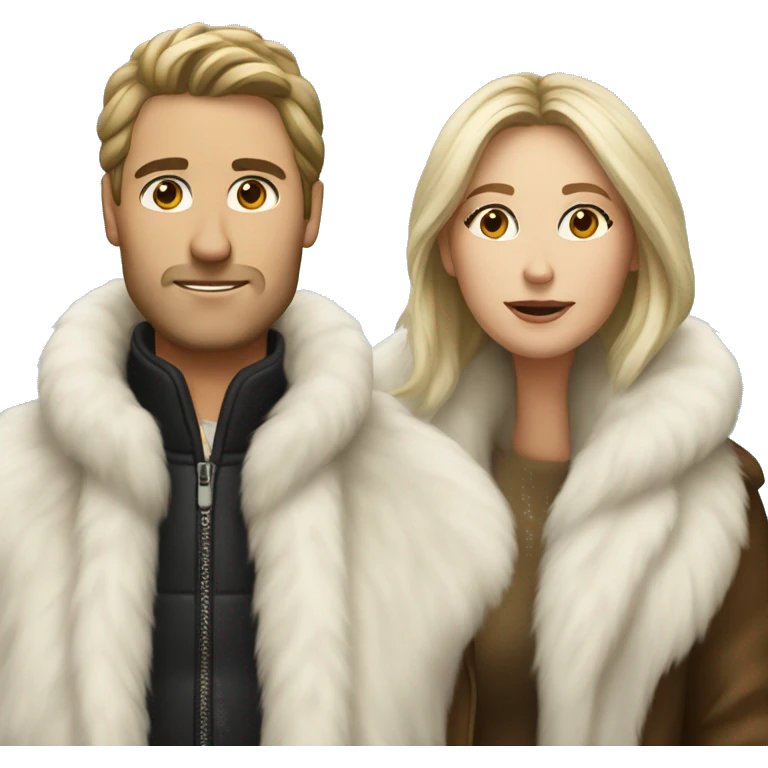White couple in long fur coats emoji
