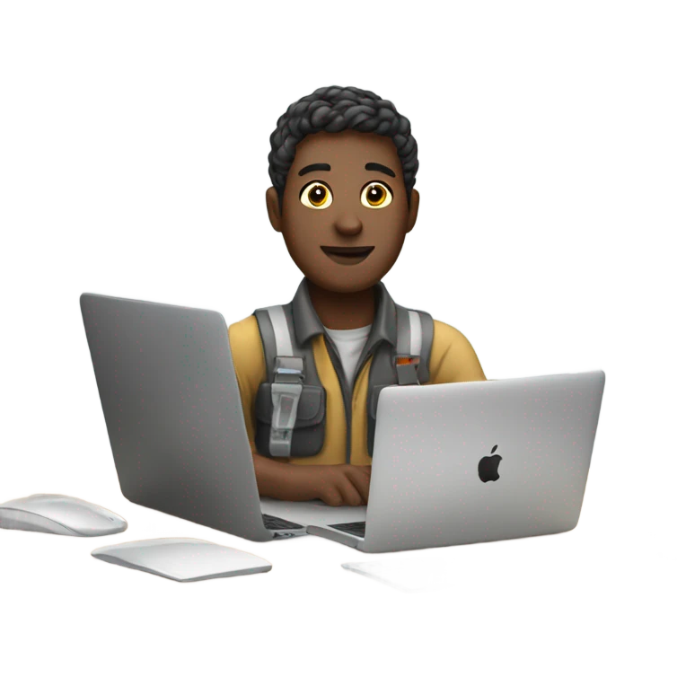 worker at desk with macbook emoji