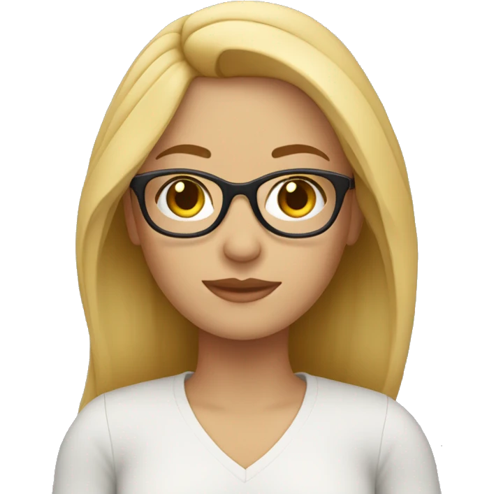 mujer, cabello rubio y lentes emoji