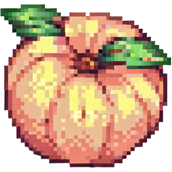 a peach in pixel art style emoji