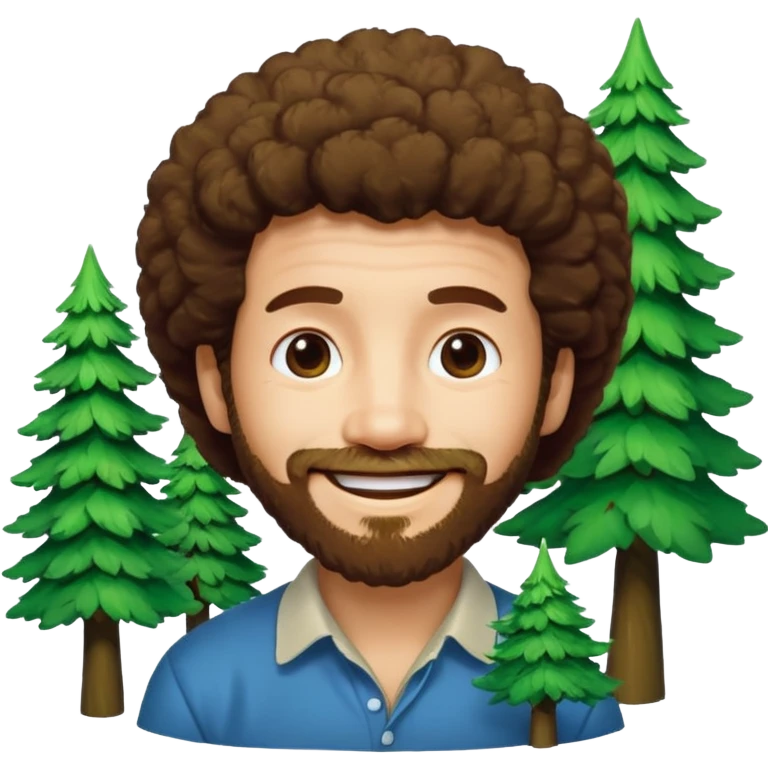 Bob Ross and Happy Little trees emoji