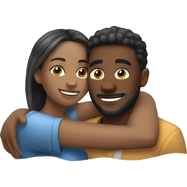 boyfriend and girlfriend hugging on a beach  emoji