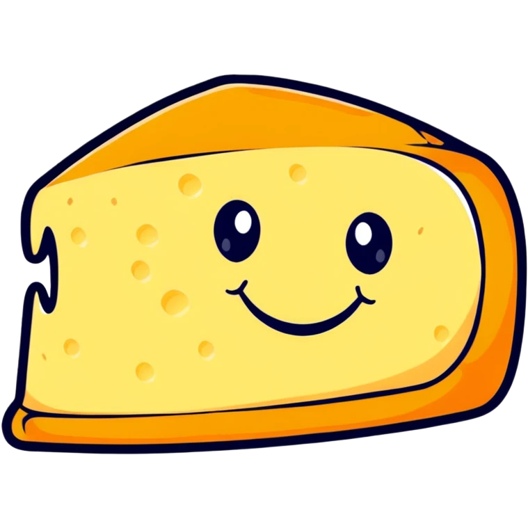 cartoon style Italian stracchino cheese with a smiling face emoji