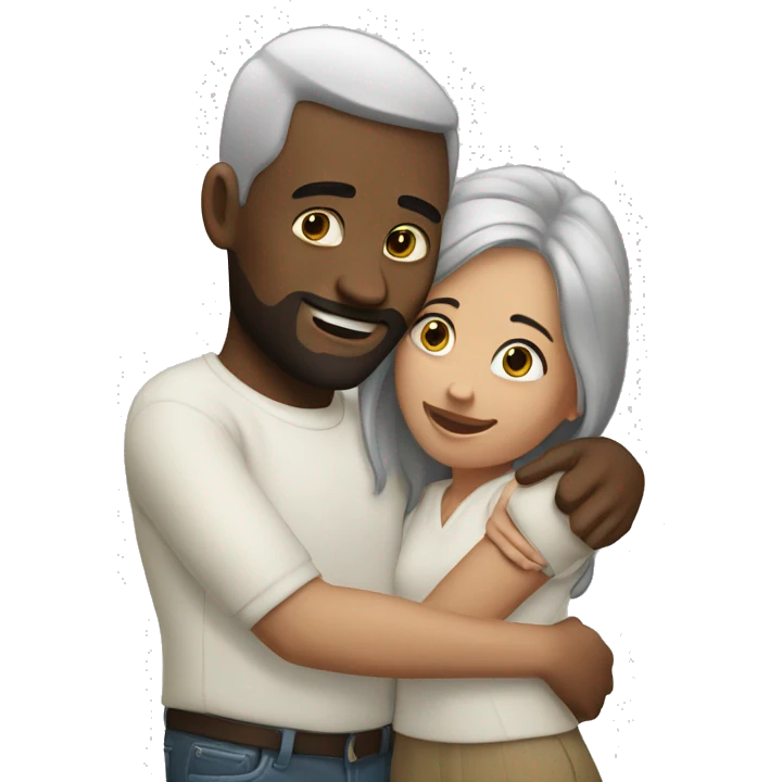 Hug white cuple  emoji