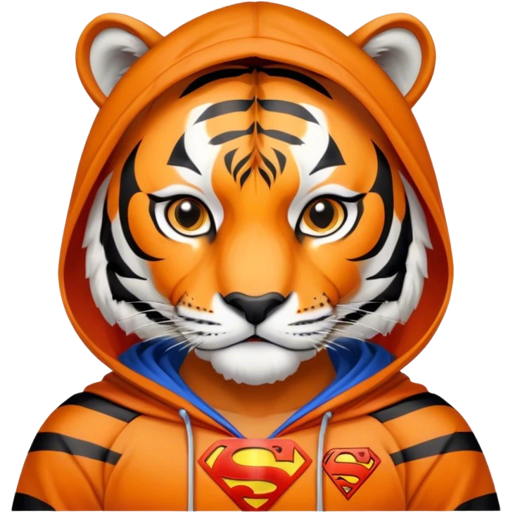 Tiger wearing Superman hoodie ￼ emoji