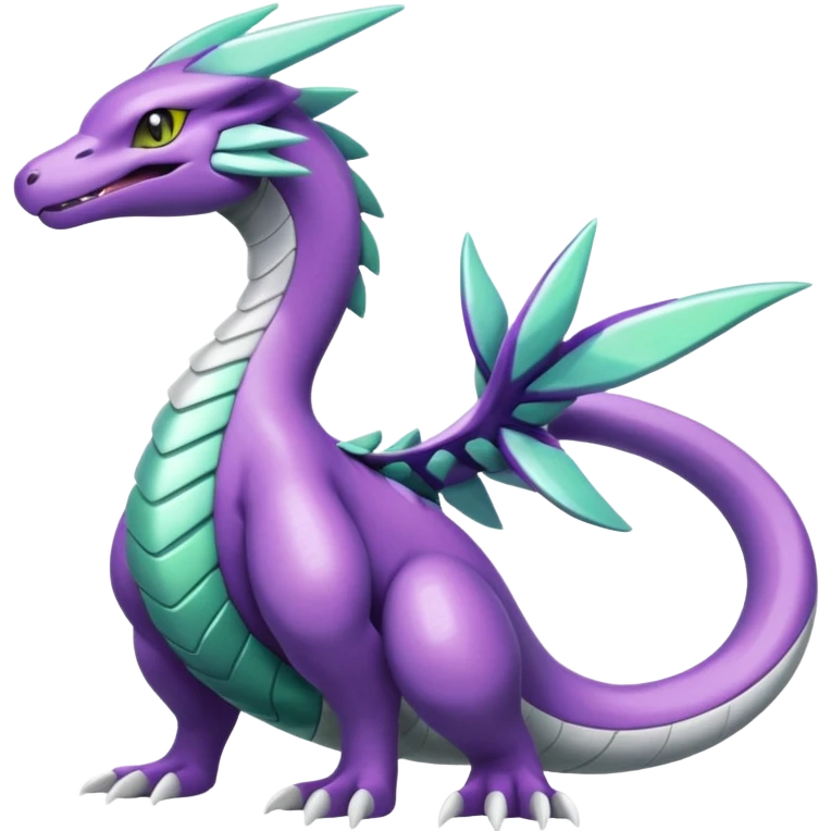Shiny Green and Purple Palkia-Seviper-Silvally-Dialga-fusion emoji