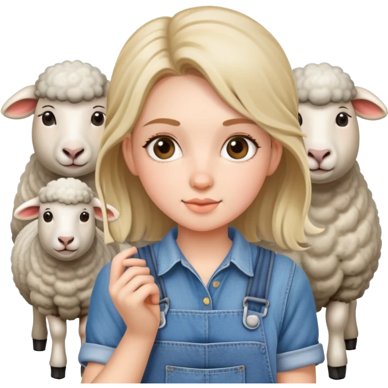 girl wearing overalls and farming sheep emoji