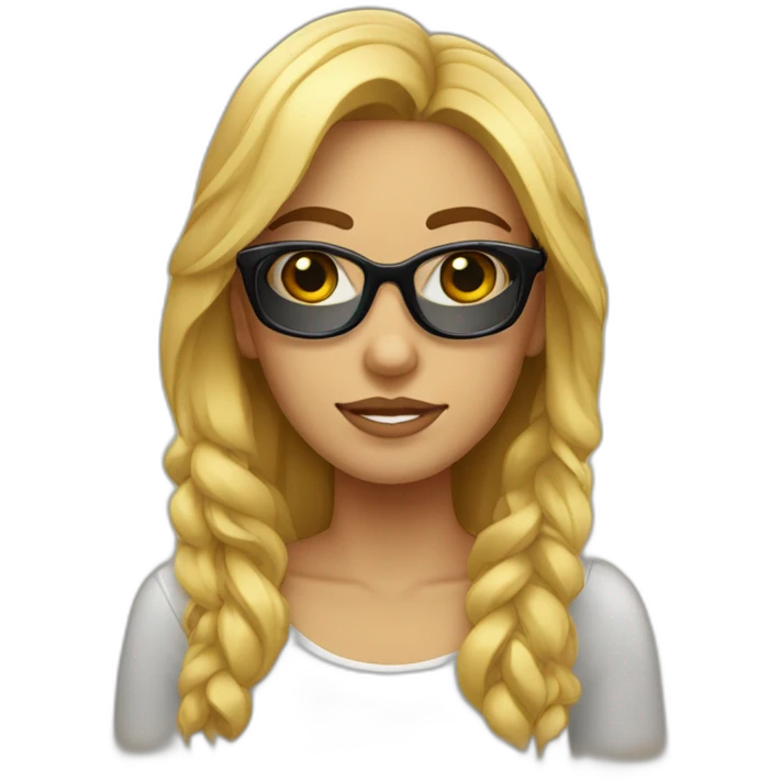 chica rubia con pelo largo y gafas negras emoji