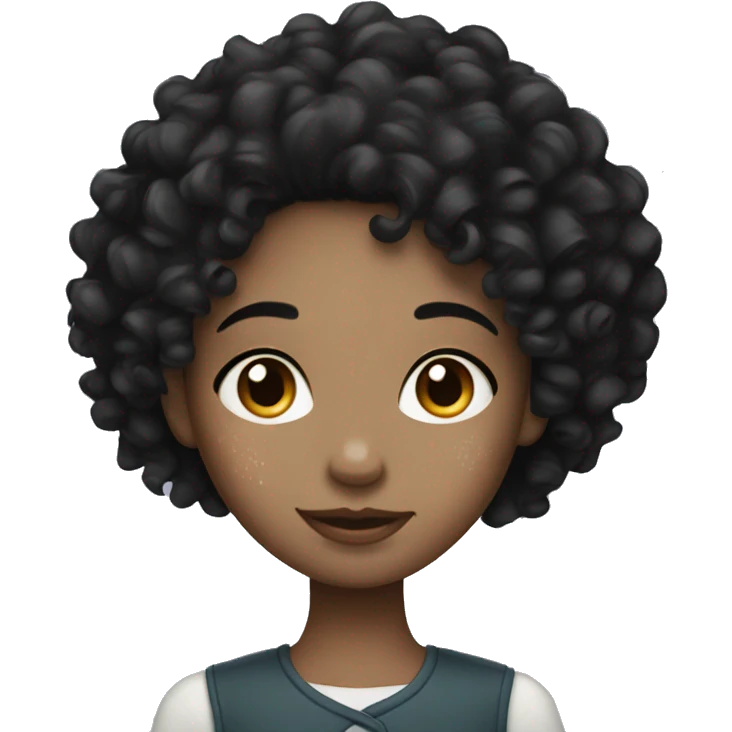  curly black hair girl with pale skin and freckles  emoji