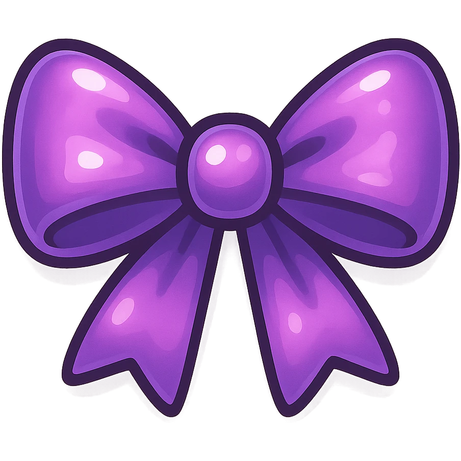 purple bow emoji, cute and shiny, with a gradient effect emoji