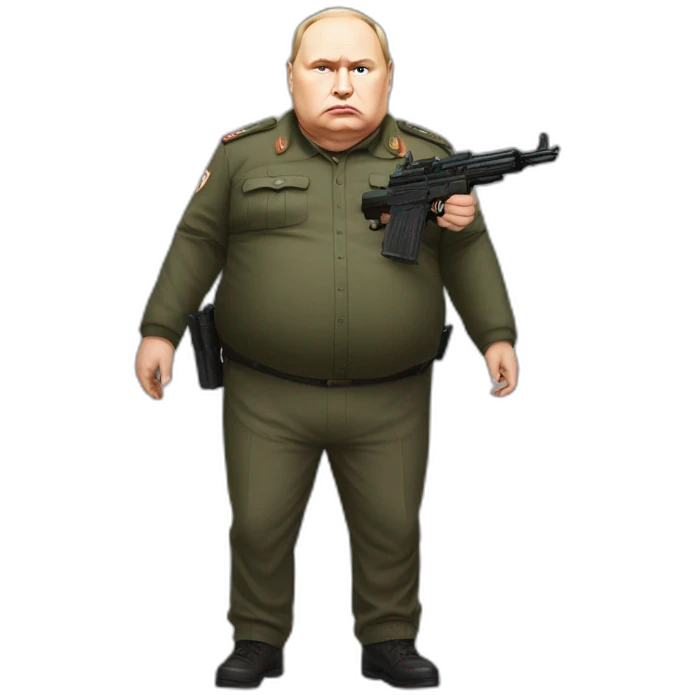 Vladimir Poutine morbidly obese Shooting nobody, full body emoji
