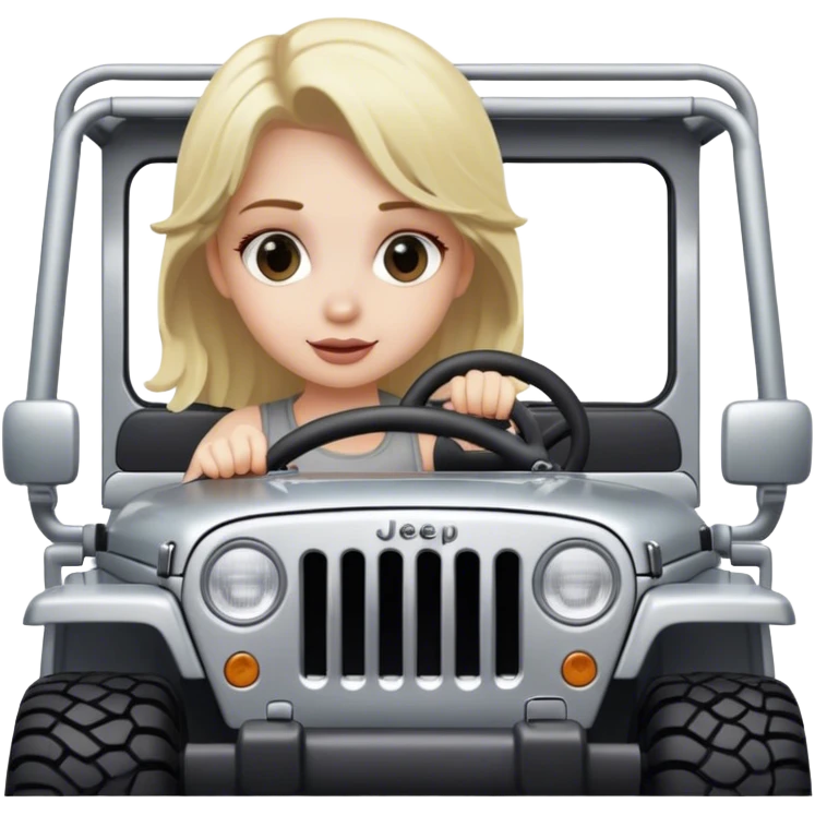 blonde girl driving silver jeep emoji