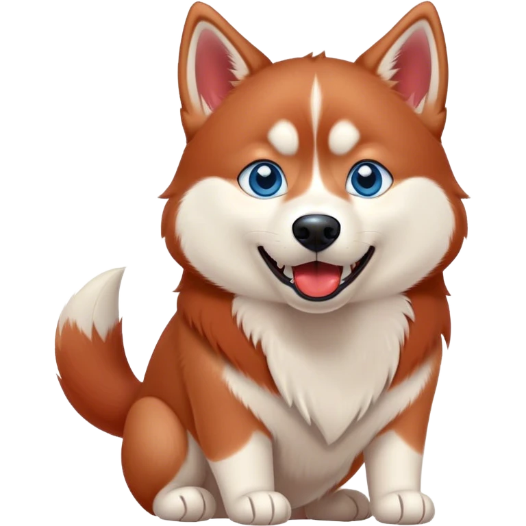 cute, disney-style red siberian husky with blue eyes, howling emoji
