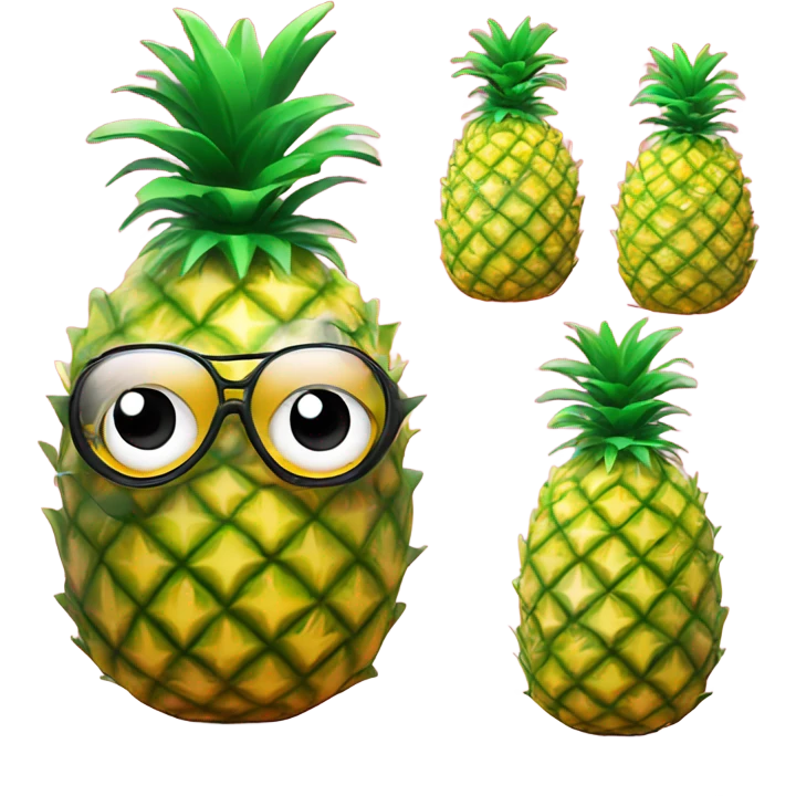 3D  pineapple  👱‍♀️🍍 with big shiny eyes.  pineapple cute  ☺️ emoji