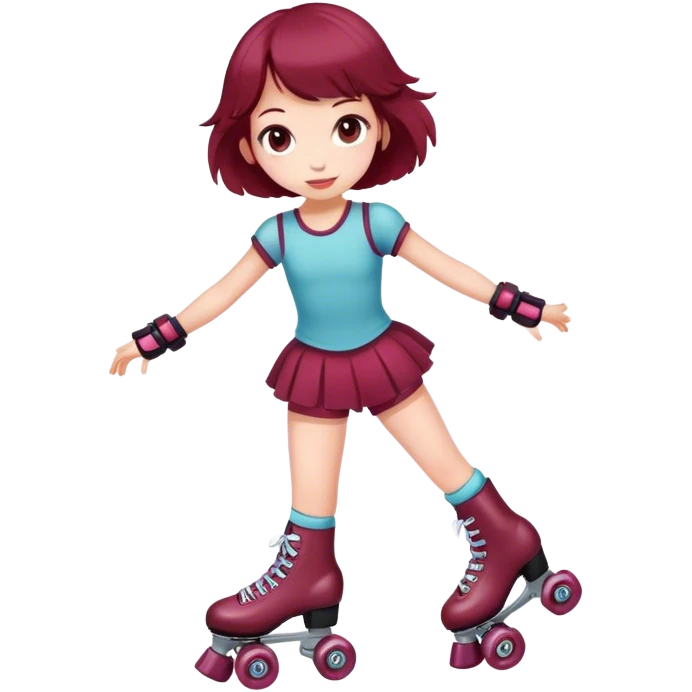 Cute girl with burgundy rollerskates emoji