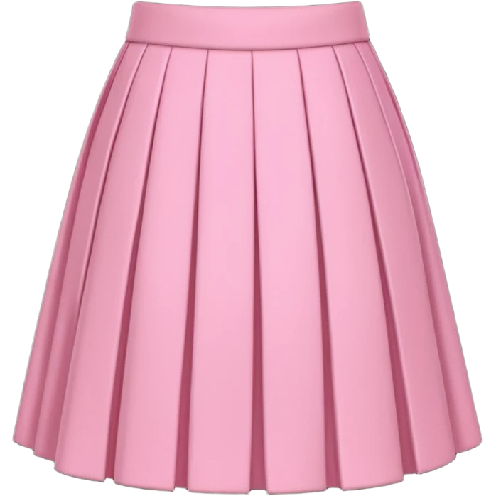 A 3D cartoon rose-pink pleated skirt with soft folds, smooth texture, isolated on plain background, Memoji-style. emoji