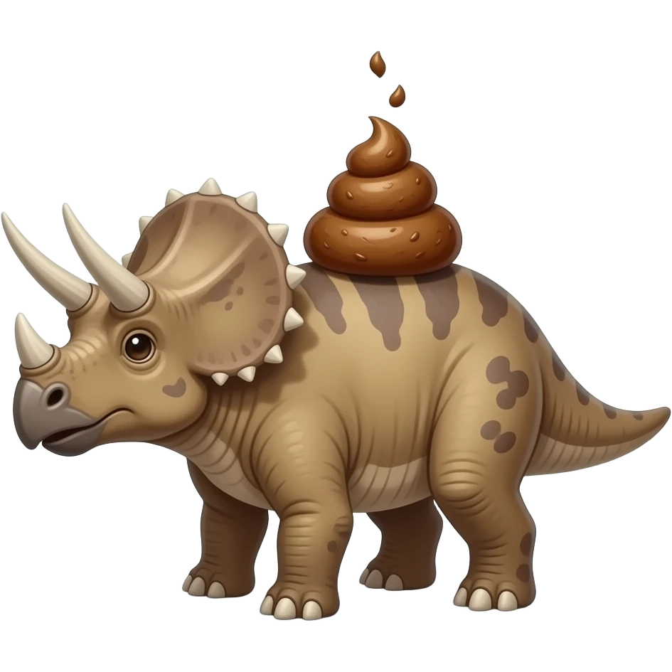 Triceratops with poop in their head emoji