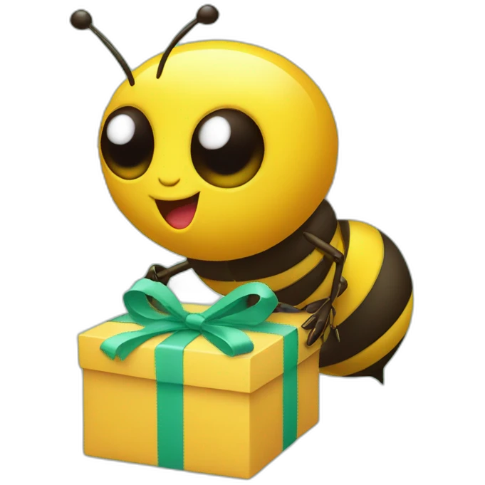 Bee with a gift box on his hands  emoji