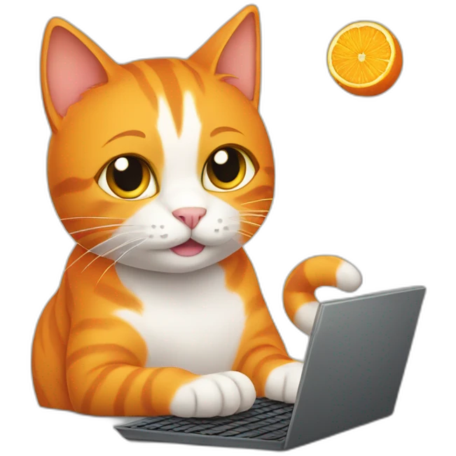 orange cat working on computer emoji
