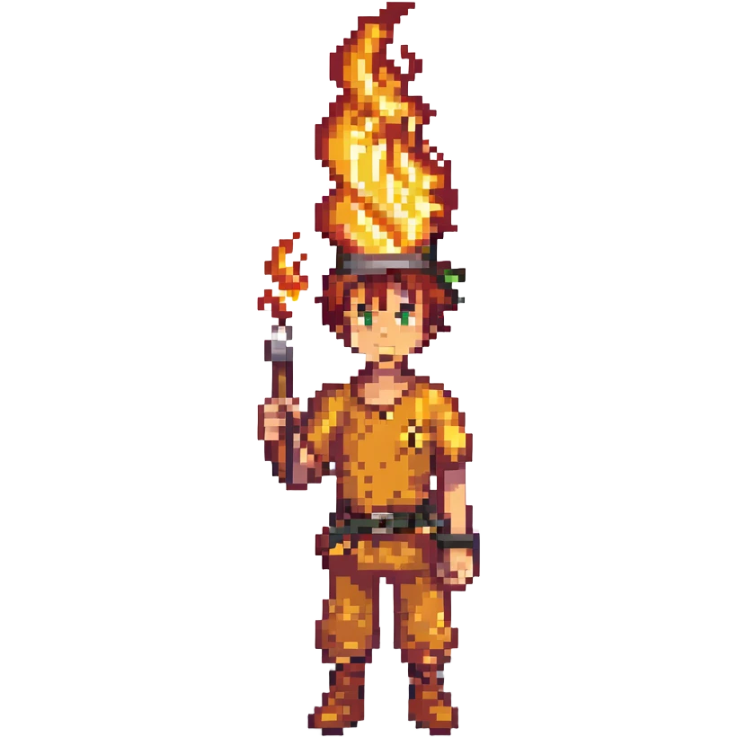 a boy with fire emoji