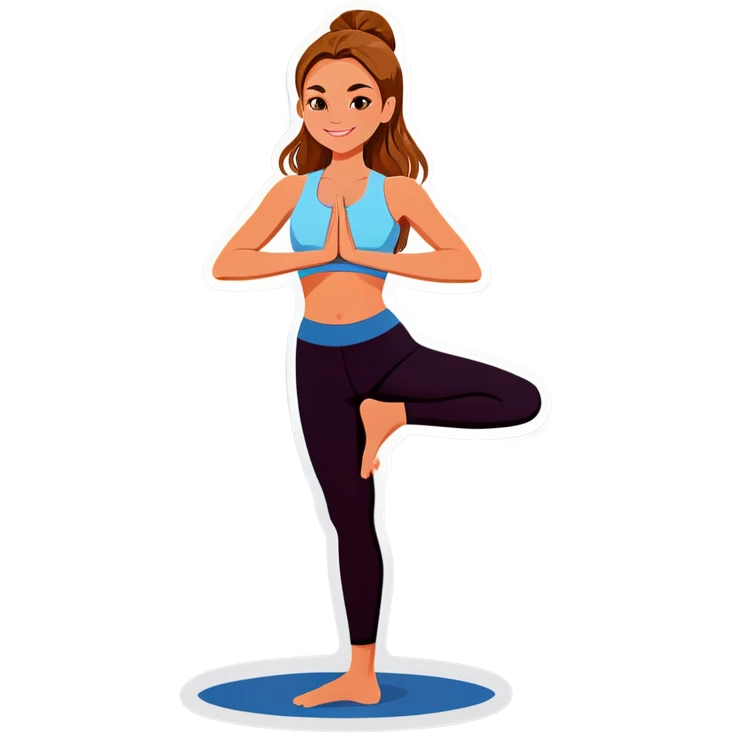 white girl with light brown hair in yoga emoji