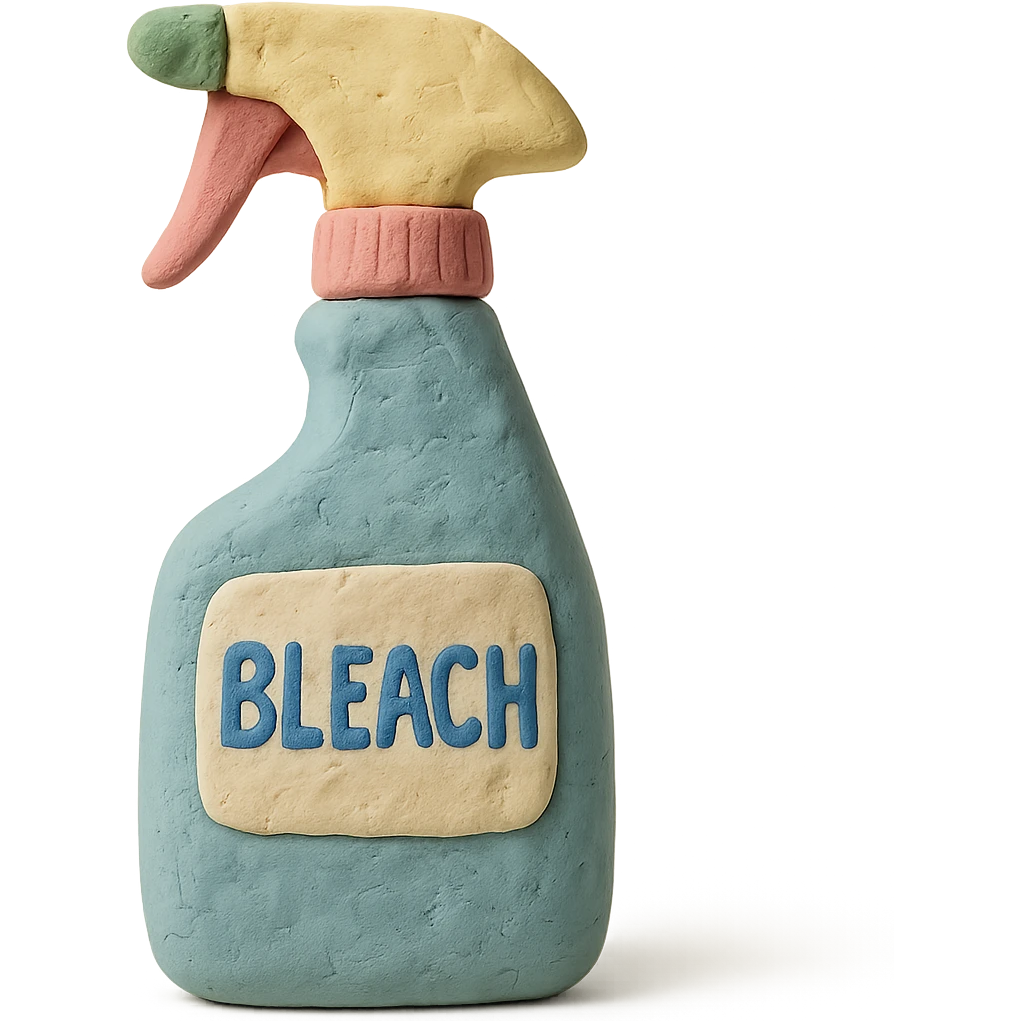 bleach spray bottle in claymation style with pastel colors, visible fingerprints, soft matte finish emoji