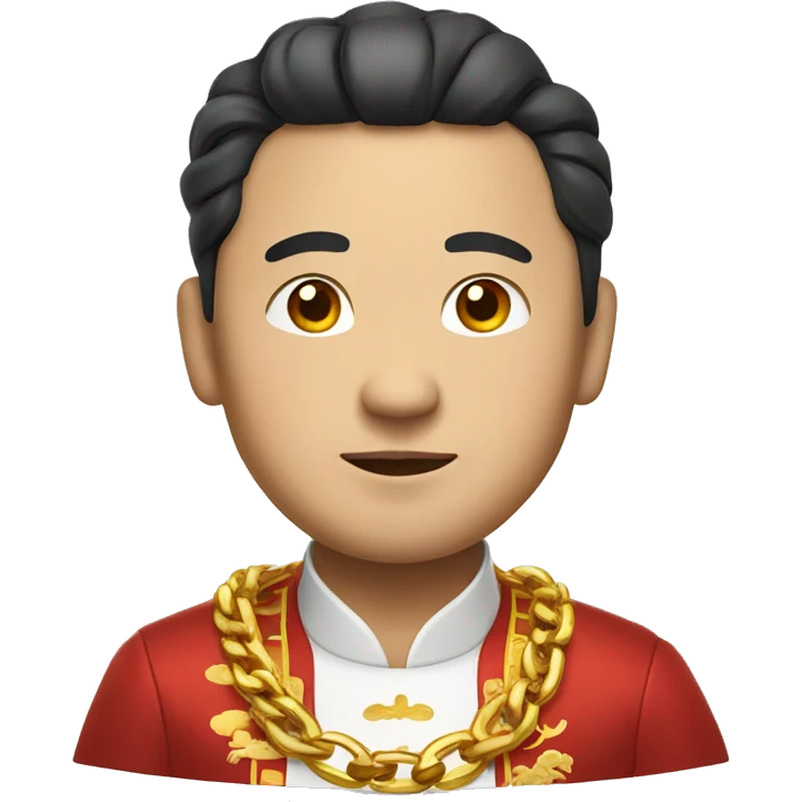 rich chinese man with gold chain in national dress emoji