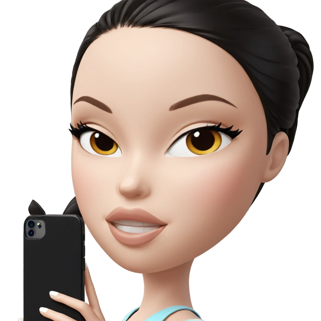 girl taking selfie with phone emoji