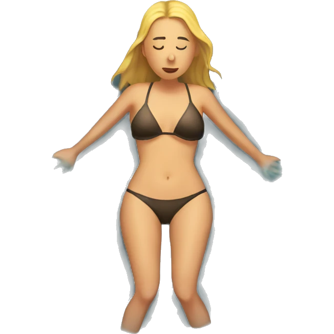 Simplified flattened lady in a bikini melting into a puddle emoji