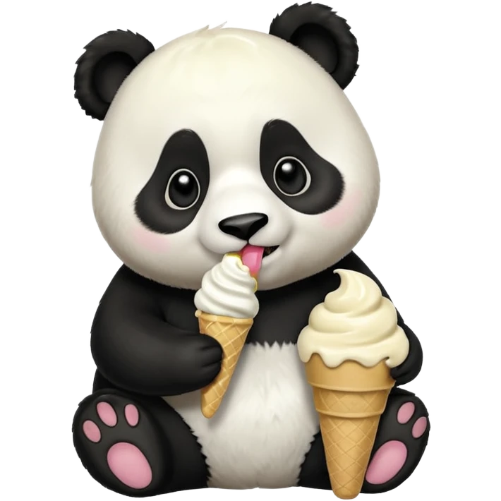 Panda eating ice cream emoji