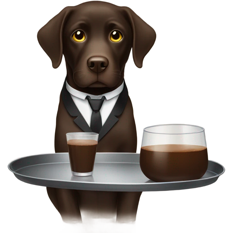 Chocolate lab, tuxedo, serving tray drinks emoji