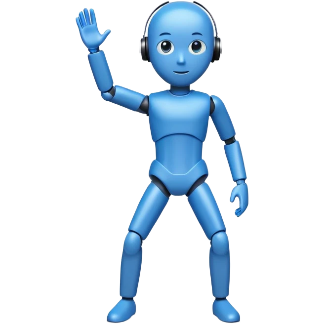 blue test dummy with a tracking targets emoji
