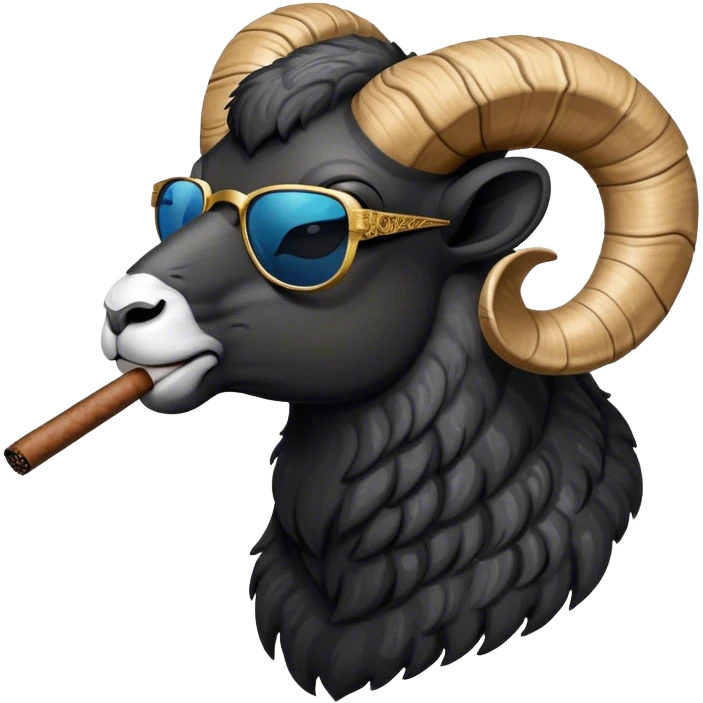 Big Black ram sun glasses head smoking cigar left side emoji